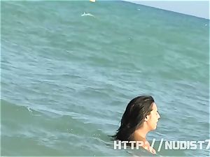 wonderful naturist women are grasped on camera on a beach