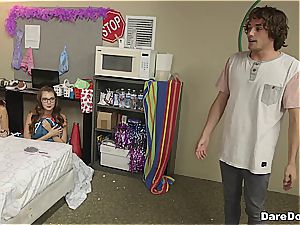fortunate bastard nails four nubile angels in a dorm apartment